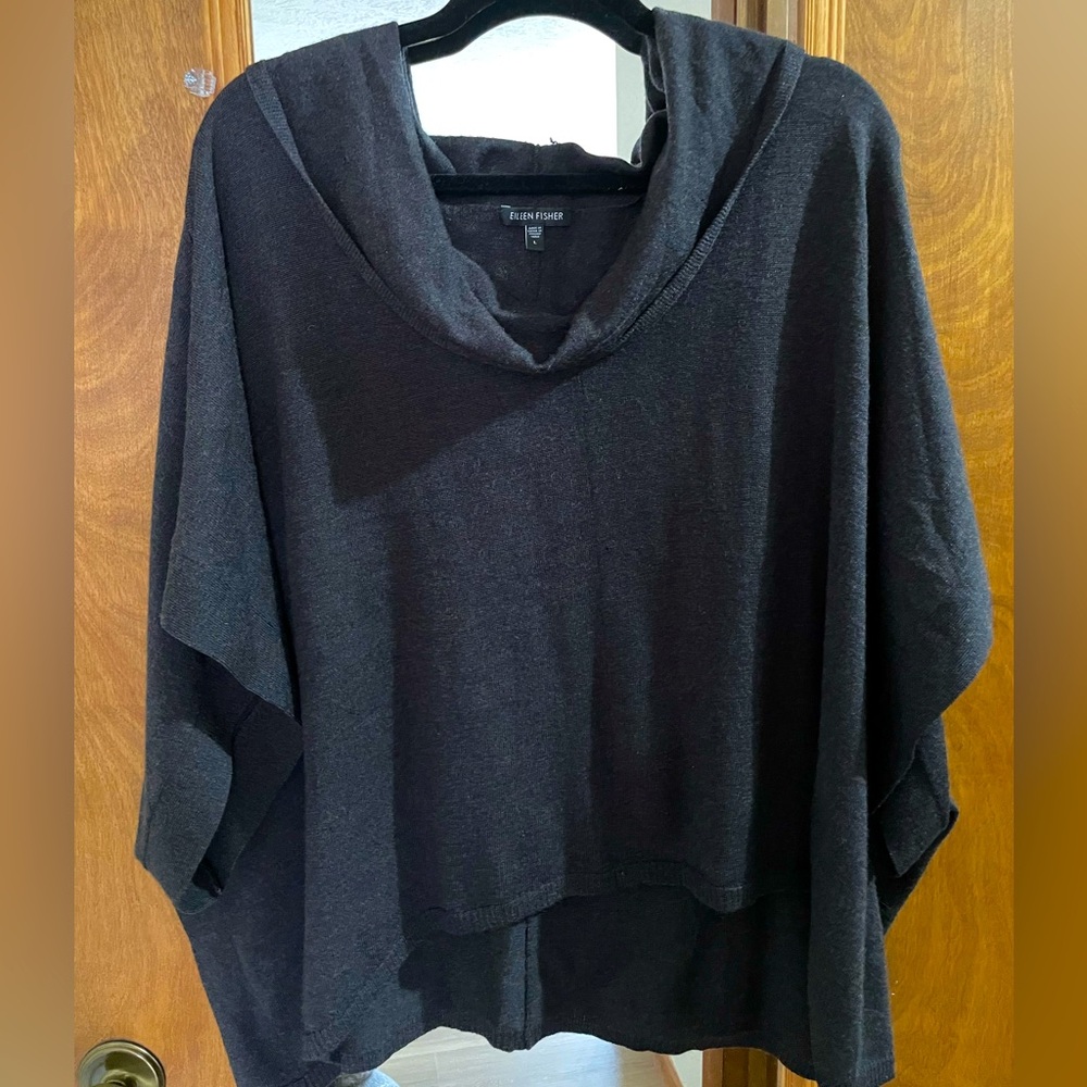 EILEEN FISHER Black sweater SHAWL like